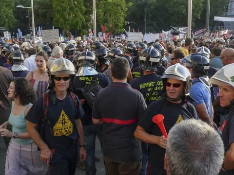 Massive demonstration. 19-J protests, Madrid. 15M Stock Photos