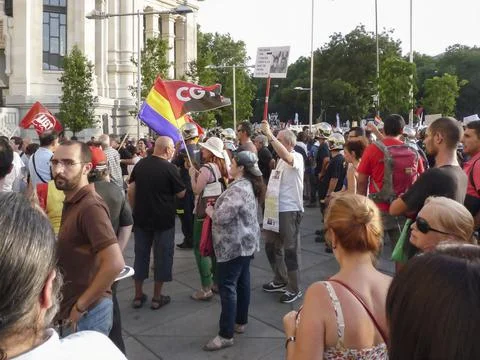 Massive demonstration. 19-J protests, Madrid. 15M Stock Photos
