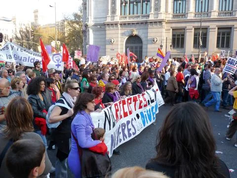 Massive demonstration. 29-M strike, Madrid. 15M Stock Photos