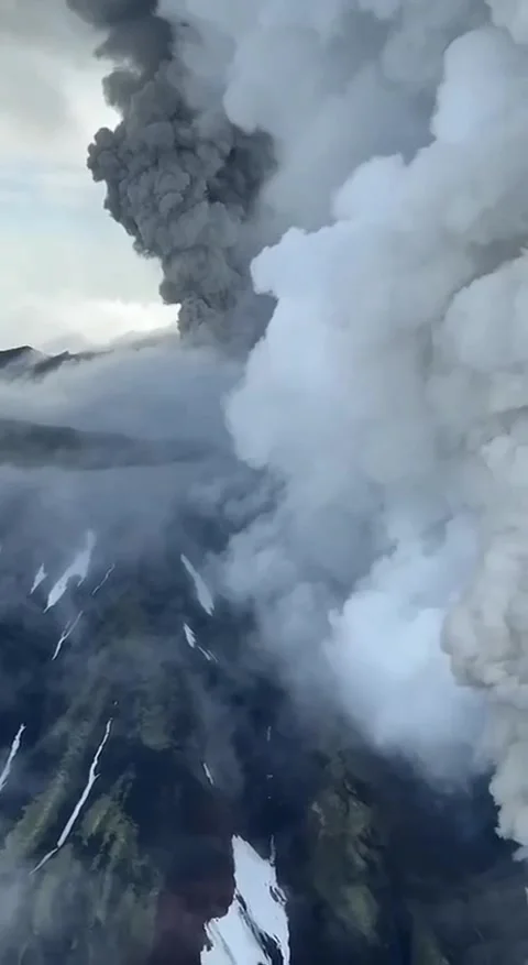 Massive Dense Gray Smoke Column Rising Upward Stock Footage 321617453