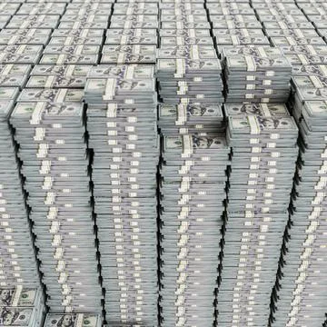 Massive dollar stacks isolated on white background Stock Illustration
