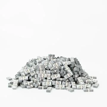 Massive dollar stacks isolated on white background Illustrazione stock