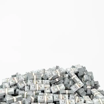 Massive dollar stacks isolated on white background Illustrazione stock