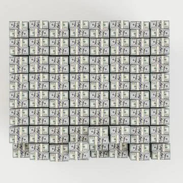 Massive dollar stacks isolated on white background Illustrazione stock