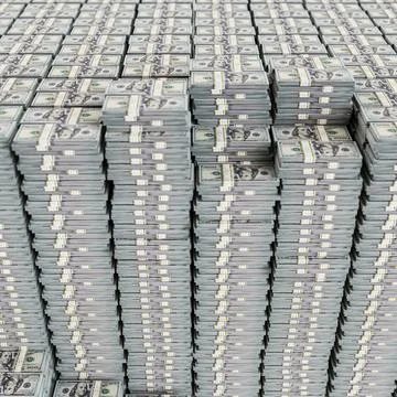 Massive dollar stacks isolated on white background Illustrazione stock