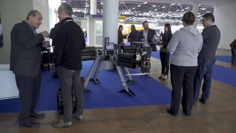 Massive drone at a convention  Stock Footage 88545169