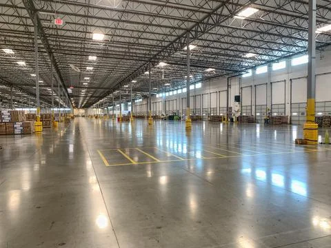 Massive Empty Industrial Warehouse Interior Stock Photos