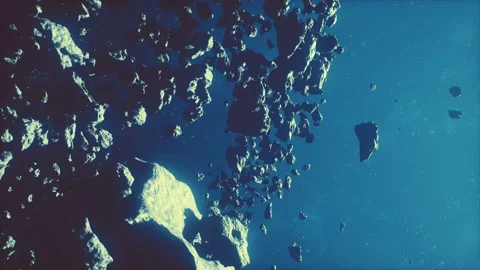 Massive expanse of dangerous asteroids within a misty universe Stock Footage 270860460