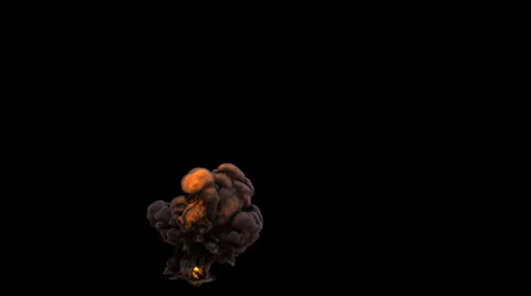 Massive Explosion isolated on black screen Stock Footage 24616801