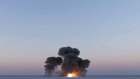 Massive Explosion with Smoke on Naturel background Stock Footage 304437271