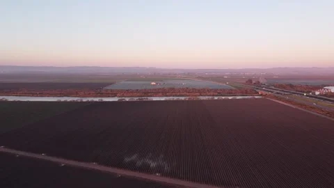 Massive farm fields near Castroville and Salinas river, California, USA. Stock Footage