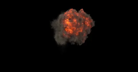 Massive Fiery Explosion with Thick Black Smoke VFX Overlay Against Black Vídeo Stock 333189189