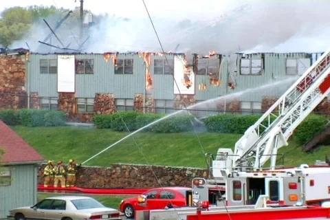 Massive Fire at an Apartment Complex Stock Footage 370571