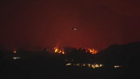 A massive fire breaks out in Los Angeles during January of the year 2025 Stock Footage 297712924