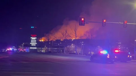 Massive fire burns  Canton Apt  complex in Okc Stock Footage 170262763