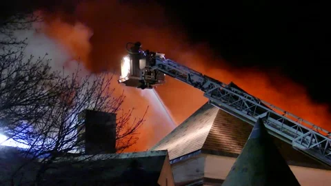 Massive fire during the night Stock Footage 139657331