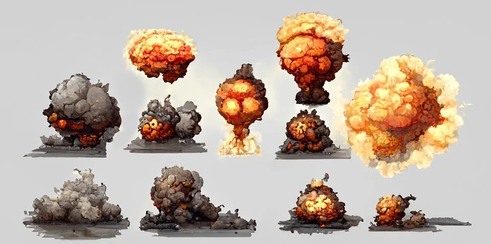 Massive fire explosion or strike in military combat and war. Explosion isolated. Stock Illustration