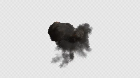 Massive Fire Explosion Producing Dark Smoke and Dissipating on Transparent Stock Footage 335925480