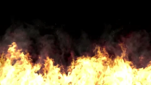 Massive Fire Flames and Thick Smoke Explosion Overlay on Black Background Stock Footage 335833077