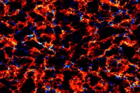 Massive fire ice bolt break out glow mineral texture on black marble Stock Illustration