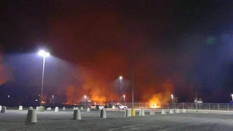 Massive fire near forest Stock Footage 139658747
