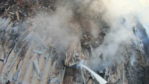Massive fire in the village.Work of firefighters. Stock Footage 157558245