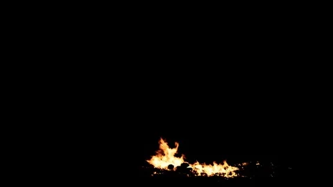Massive Fireball Blast and Ground Flames On Black Background Stock Footage 336315467