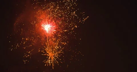 Massive fireworks blowing up in the sky with different colors, celebration, 4k Stock Footage 148535701