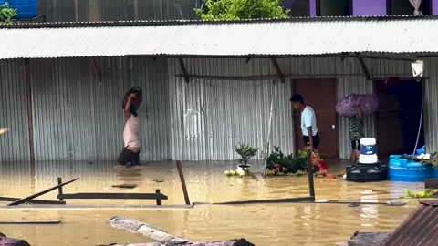 Massive flood, making many people homeless (Natural Disaster). Stock Footage 310954740