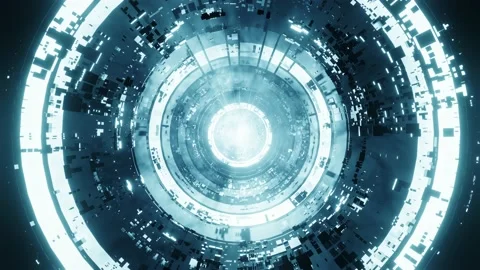 Massive futuristic intergalactic star gate construct in the depths of Stock Footage 155624912