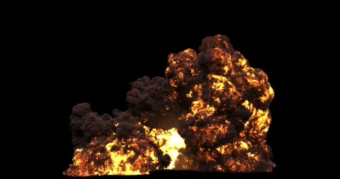 Massive Gasoline Explosion VFX Overlay On Black Background Vídeo Stock 332723982