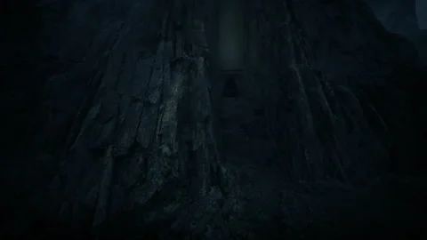 Massive geological formation featuring somber shadows and layered intrigue Stock Footage 343611369