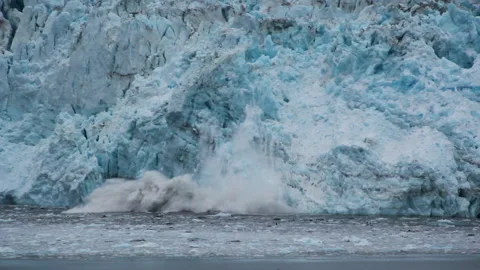 Massive Glacier Calving in Alaska (Hubbard Glacier Near Yakutat Bay) Stock Footage