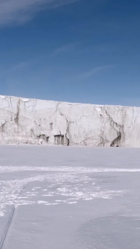 Massive Glacier Wall in Svalbard Arctic Landscape Stock Footage 340036189