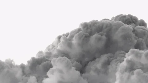 Massive Gray Smoke/Cloud Isolated on White Background Time-Lapse (Inverted B&amp;W) Stock Footage 318296561