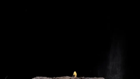 Massive Ground Blast Burning Fire And Dust Overlay On Black Screen Stock Footage 336315451