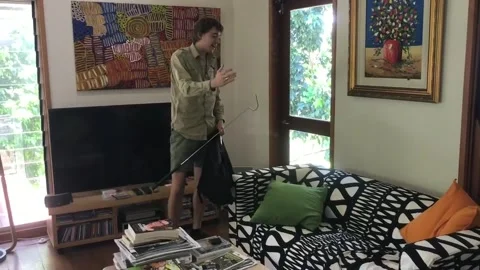 Massive Grumpy 8 Foot Python on a Sofa, Cooroy, Queensland, Australia - 09 Dec 2 库存影片 205267800