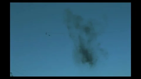 Massive High Altitude Smoke Explosion VFX Overlay On Blue Screen Stock Footage 335943020