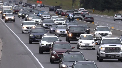 Massive highway traffic jam and gridlock on long holiday weekend Stock Footage 115244496