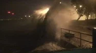 Massive Hurricane Waves Smash Into City Seawall Stock Footage