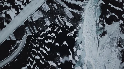 Massive ice sheet with snow and cracks Stock Footage 100134974