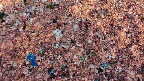 Massive landfill filled with plastic waste and garbage,sustainability problems Stock Footage 327843779