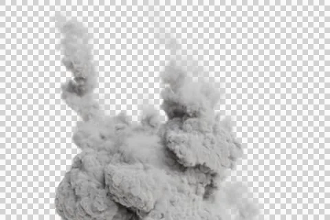 A massive, light gray cloud of smoke or dust billows upwards Stock Illustration