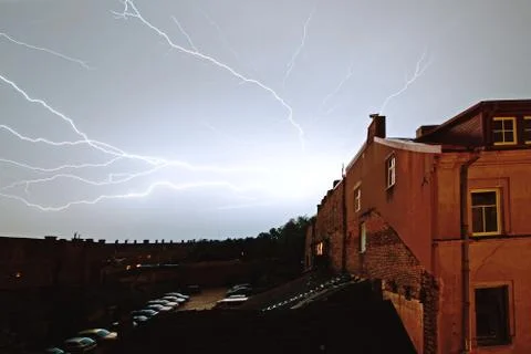 Massive lighting in the night time Foto stock