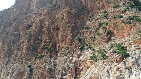 Massive Limestone Cliff Wall in Mediterranean Canyon Turkey Stock Photos