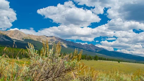 Massive long Mountain Range with a slider and Sage Time Lapse, Timelapse 4K Stock Footage 129353693