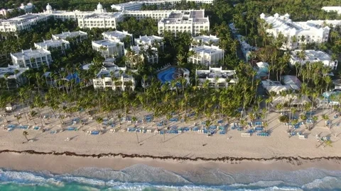 Massive luxury resort with outside pools, tropical vacation, Dominican Republic Stock Footage 154802772