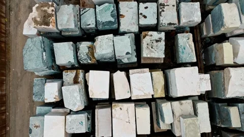 Massive Marble Blocks Ready for Processing Stock Footage 304240333