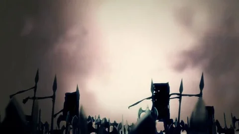 Massive Medieval Army Marching to War Stock Footage 73950784