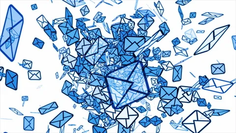 Massive messaging concept background. Emails sending, flying envelopes Stock Footage 254580223